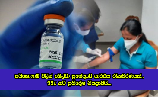 Sinopharm Vaccine - සයිනොෆාම් වලින් ඩෙල්ටා ප්‍රභේදයට සාර්ථක රැකවරණයක්.. 95% කට ප්‍රතිදේහ නිපදවෙයි...