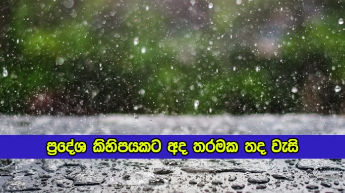 Today Weather Forecast - ප්‍රදේශ කිහිපයකට අද තරමක තද වැසි